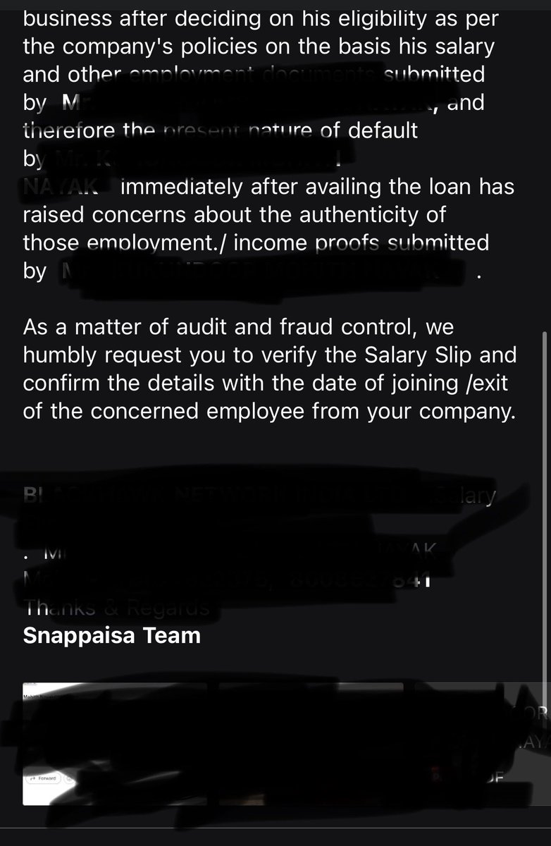 Awkwardhumqt3q's tweet photo. @saynotoloans just because my loan payment was delayed by 1 day they sent a mail to my company HR not only that, they looked up into linkedin and forwarded this mail to directors of my company also.. @RBI @FinMinIndia @nsitharaman @AmitShah @HomeMinistr2024.. This is also debt trap. https://t.co/rHDKEG5uqD