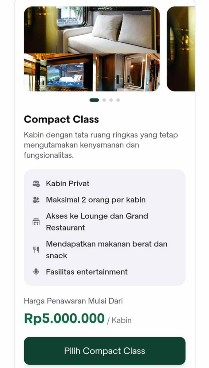 argothrottle's tweet photo. Ada yang sudah ikut penawaran harga naik Nusantara Explorer?

Penawaran harga mulai Rp 5 juta untuk kelas terendah (Compact Class) dan Rp 20 juta untuk kelas tertinggi (Signature Class)

Inget, harga segitu buat perjalanan dengan rute... Gambir-Bandung. Bukan Gambir-Surabaya Gubeng 🙏🤑 perjalanan tanggal 08 November 2026 yagesya