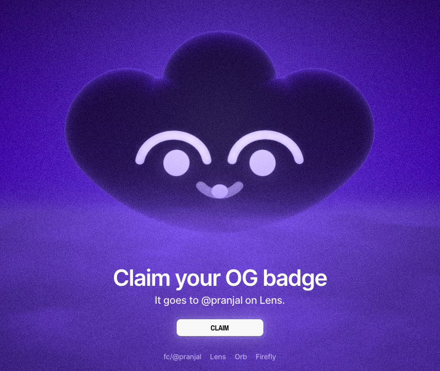 Crypto_Pranjal's tweet photo. Just claimed my Lens OG badge for free!

@LC is giving Farcaster users an OG badge. Simply sign in with your Farcaster account and claim yours.

✅ Claim here: https://t.co/NJBAmCVLkw

Completely free, no transaction fees either. https://t.co/WomZOiHE2l