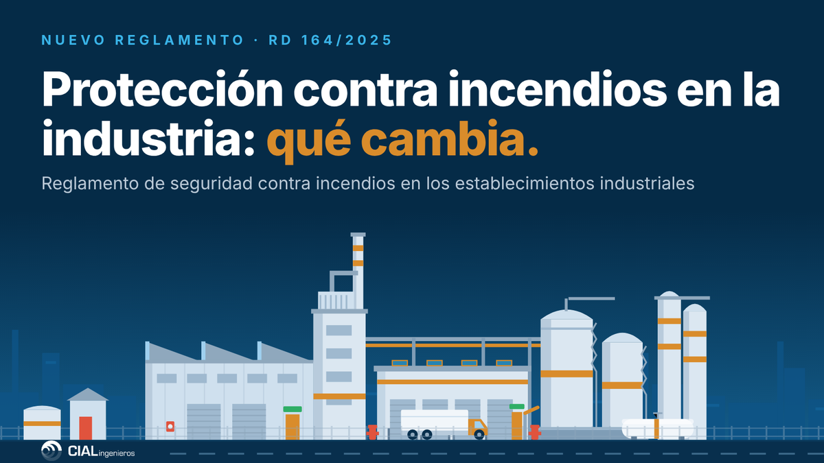 CIALingenieros's tweet photo. El RD 164/2025 actualiza la normativa de protección contra incendios industrial. Desde el 10/11/2025 se aplica a nuevos establecimientos, con excepciones y transiciones. 

Incluye cambios en coordinación con el CTE, soluciones prestacionales e inspecciones periódicas. https://t.co/FayzEUDvFo