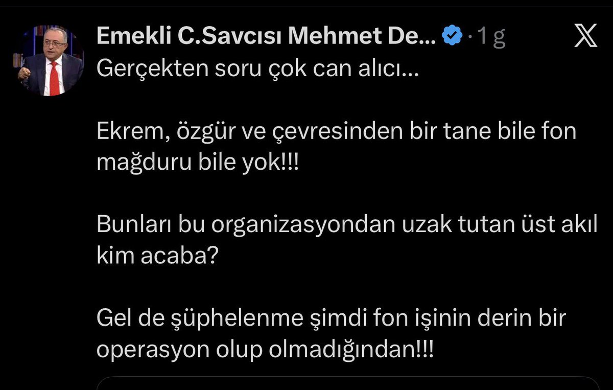 crkml's tweet photo. Pişkinlikte Mehmet Demir gibi ol…😂

“Ekrem, özgür ve çevresinden bir tane bile fon mağduru bile yok!!!

Bunları bu organizasyondan uzak tutan üst akıl kim acaba?””
@mehmetdemirtr https://t.co/qCX6dZ0rje