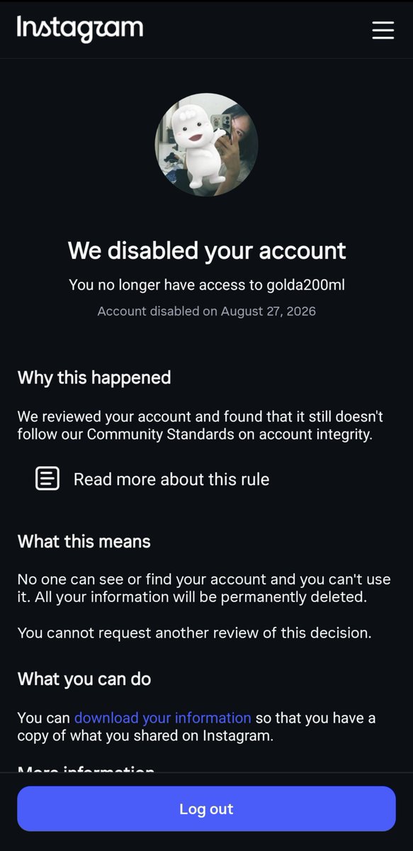 stranfge's tweet photo. gaiss, ada yang tau gaa cara balikin akun ig kena banned apa disabled gini gimanaa? https://t.co/gfPOtpkDAA