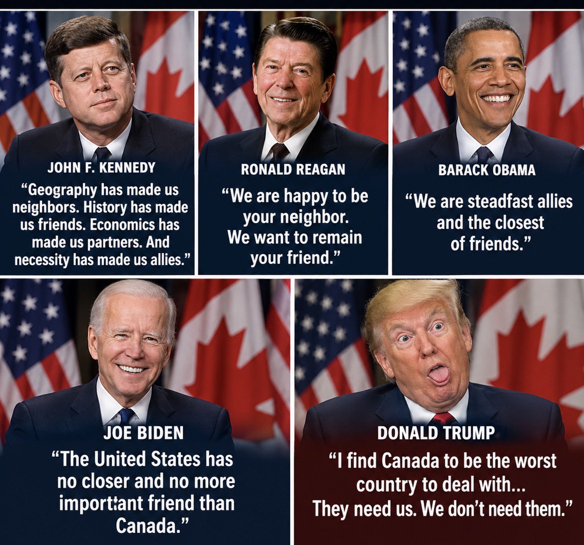 AntiTrumpCanada's tweet photo. Canada–USA relations were built on decades of friendship, trust and mutual respect.

Then Donald Trump came along and took a fucking sledgehammer to all of it.

That’s why 41 million Canadians are united like never before in checking the obituaries every passing fucking day. 💀 https://t.co/IWpeZxOVXu