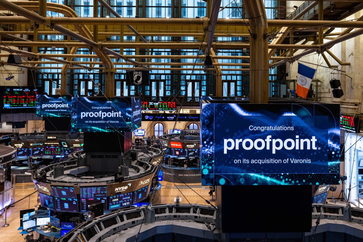 NYSEWired's tweet photo. Congratulations @proofpoint on its acquisition of Varonis ⚡️

A super milestone for all the team! 

Well done 🚀

#NYSEWired #theCUBE https://t.co/LueRC20wOq