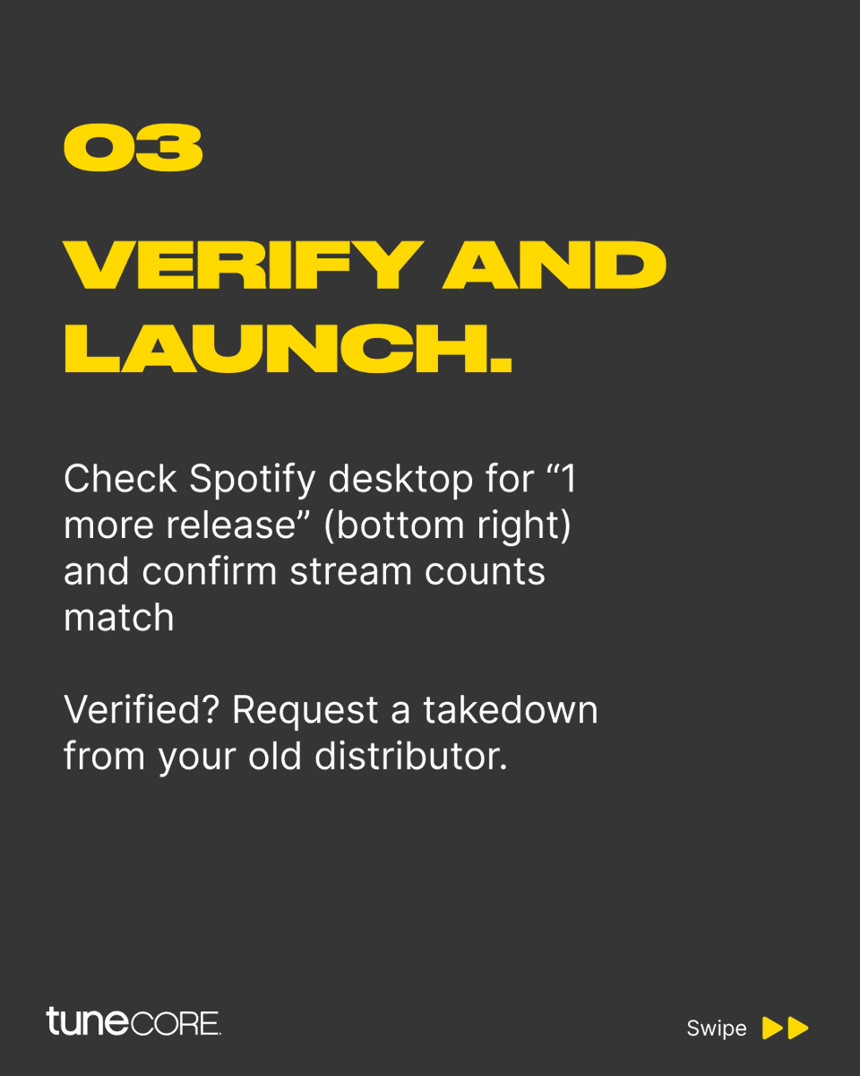 TuneCore's tweet photo. Ready for a different standard? Make the switch to us in just five steps.

https://t.co/xnApQxKylB https://t.co/mWAowlimjU
