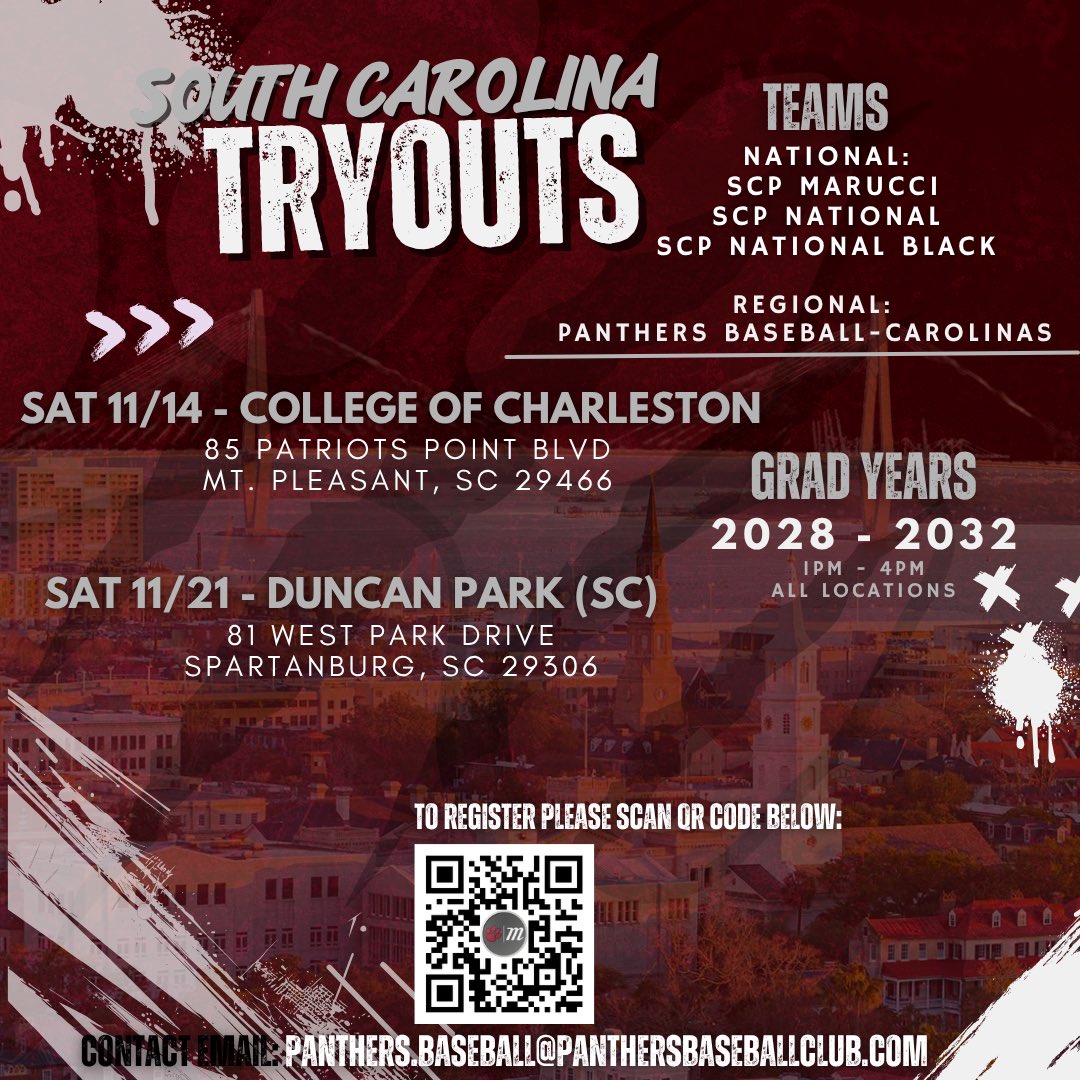 PanthersProgram's tweet photo. 🚨 2027 SUMMER TRYOUTS 🚨

Interested in joining one of the longest-standing travel baseball programs in the country?  

Panthers by the Numbers:

⚾️ 131 MLB Draft Picks

⚾️ 1,600+ college commits

🏆 6x National Champions 

📈 Proven Player Development

#SCPDUDES || #SCPTOUGH https://t.co/OLN3uXkxQk