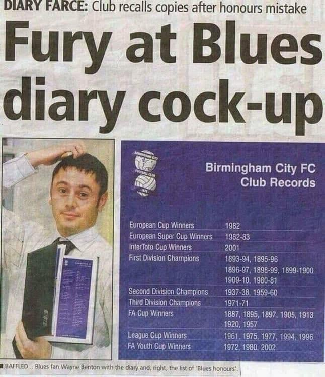theawayfans's tweet photo. Throwback to Birmingham City using Aston Villa’s club records and honours... 😆 https://t.co/VXWYeaoCSl