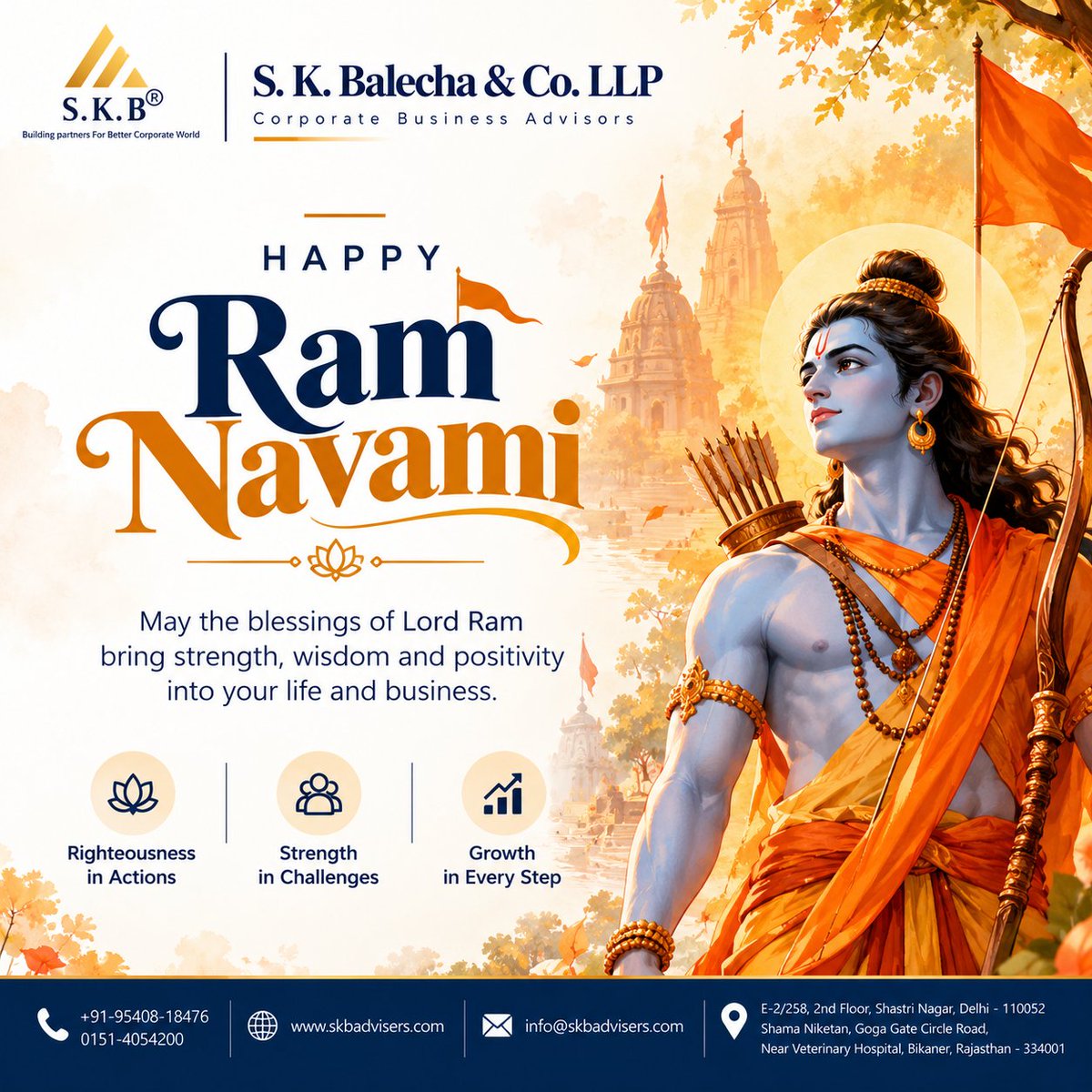 cssudesh's tweet photo. 🌸 शुभ राम नवमी! 🙏🏹

May the blessings of Lord Ram bring wisdom, strength, peace, and positivity into your life.

Wishing you and your family a blessed and joyful Ram Navami! 🪔

S. K. Balecha &amp; Co. LLP

📞 +91-95408-18476 | 0151-4054200
🌐 https://t.co/p585DAmeSw https://t.co/Beq0z00xnX
