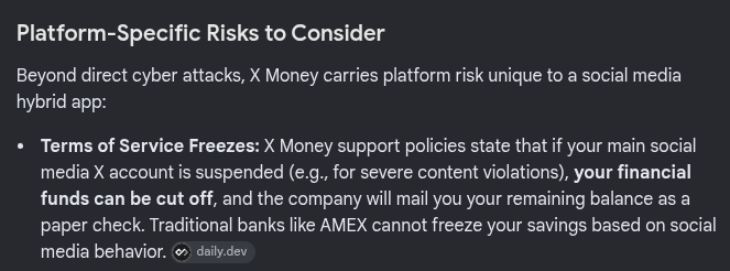 botzero_net's tweet photo. @yitcows If you're planning on moving a lot of money, be sure and look at the protections and terms.  Here's a couple of potential differences. https://t.co/m6DL2Qe9Cn