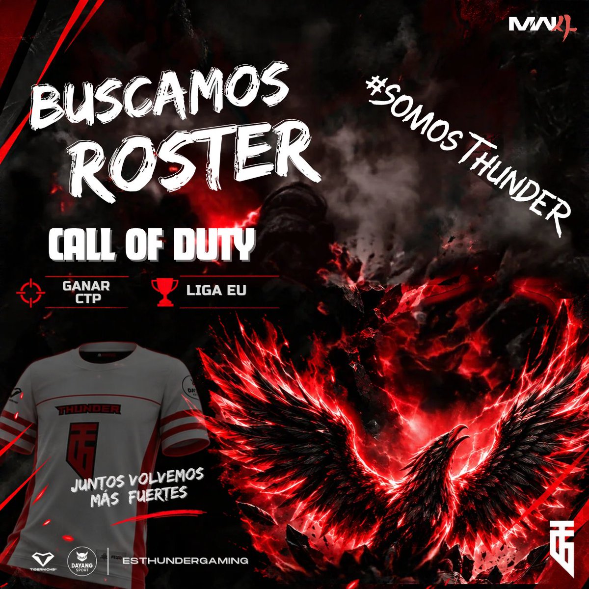 EsThundergaming's tweet photo. 🔥 ¡THUNDER VUELVE A LA CARGA! 🔥

🐦‍🔥 Renacemos de las cenizas, más fuertes que nunca. Buscamos ROSTER para toda la temporada de Call of Duty con un objetivo claro:

🎯 Competir y ganar en CTP
🏆 Pelear por todo en Liga EU
⚡ Compromiso, ambición y mentalidad competitiva.

¿Estás preparado para formar parte de este nuevo capítulo? Es tu momento de demostrarlo. 🔴⚫

📩 Interesados, MD abierto.

#SomosThunder #CallOfDuty #ThunderGaming #Recruiting #CTP #LigaEU