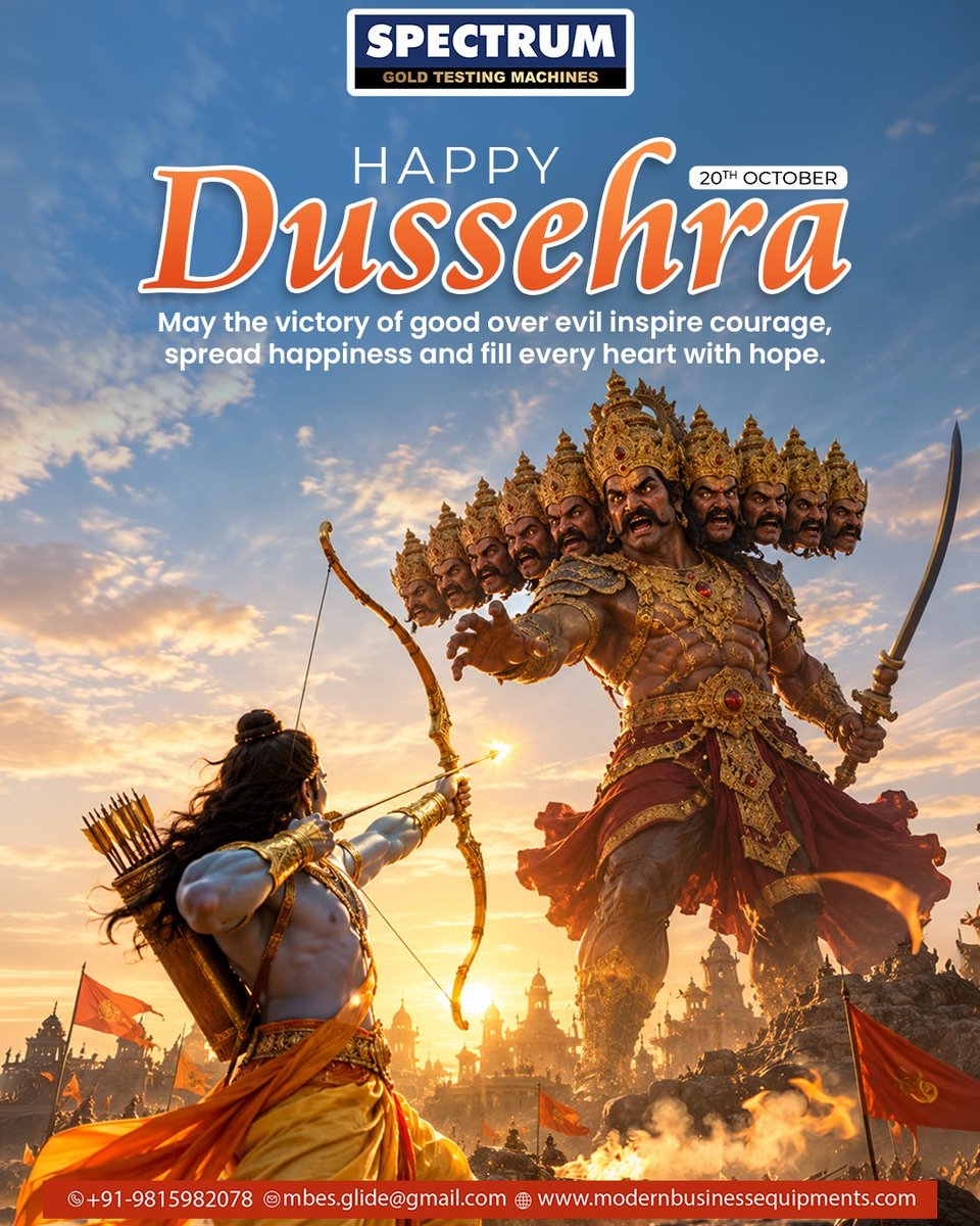 SpectrumXrf's tweet photo. ✨ May the victory of good over evil bring happiness, prosperity, and success into your life! 🏹🔥
🌸 Wishing you and your family a very Happy Dussehra! 🙏✨

#HappyDussehra #Dussehra2026 #Vijayadashami #FestivalOfJoy #VictoryOfGoodOverEvil #IndianFestivals #PositiveVibes https://t.co/qcNS8jwxNj