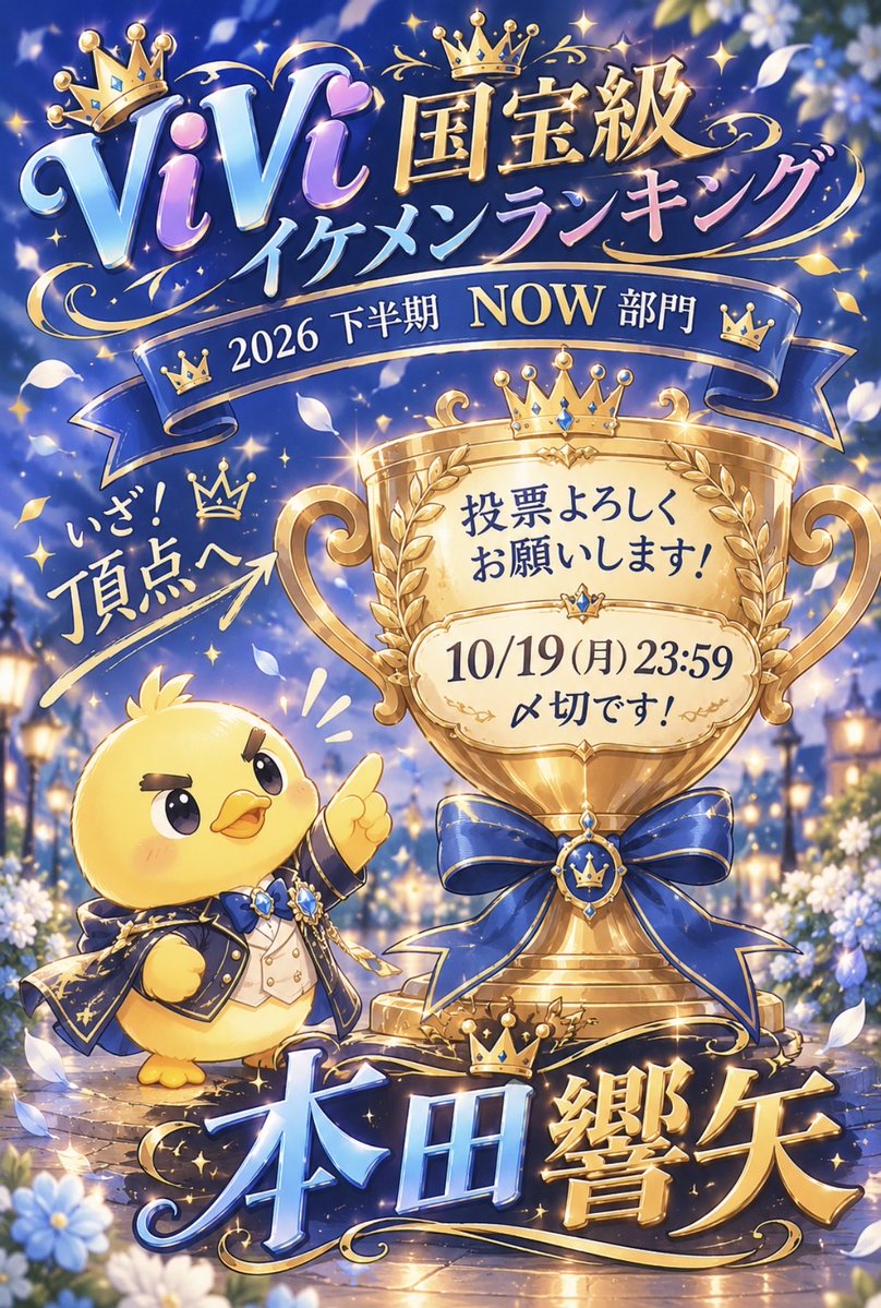 kyokunnami's tweet photo. ✨✨✨✨✨✨✨✨✨✨✨
#ViVi国宝級イケメンランキングNOW部門 

#本田響矢
次こそ...🏆1位✨✨

本田響矢くんに
投票よろしくお願いします‼️ https://t.co/yPZeVdGnyg
