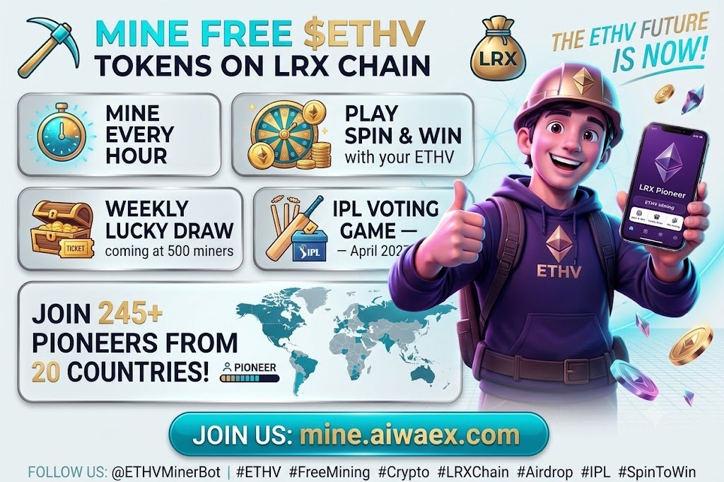luncrepublic's tweet photo. ๐ Mine FREE $ETHV tokens on LRX Chain!
๐ฐ Play Spin & Win with your ETHV
๐ซ Weekly Lucky Draw coming at 500 miners
Real tokens. Real utility. Real fun.
Join 245+ Pioneers from 20 countries!
๐ https://t.co/JzvUToFns5
#ETHV #LRXChain #CryptoMining #Web3 #AiWaex #LUNCBURN https://t.co/b5qx4CD87A