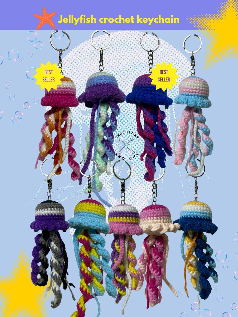 snuplease's tweet photo. {RT &amp; Like are appreciated ★}

🪼 Pre-order Jellyfish crochet keychain batch 2 

💰 : 38k - 42k (shipping fee not included)
📦 : splitpay🍊 / manual
🧶 : 3-4 weeks
📍 : Jakarta Utara

📆 : 19 - 24 oct (link will be closed after full slot)
Link ⬇️⬇️ https://t.co/Vm75i0KSzw