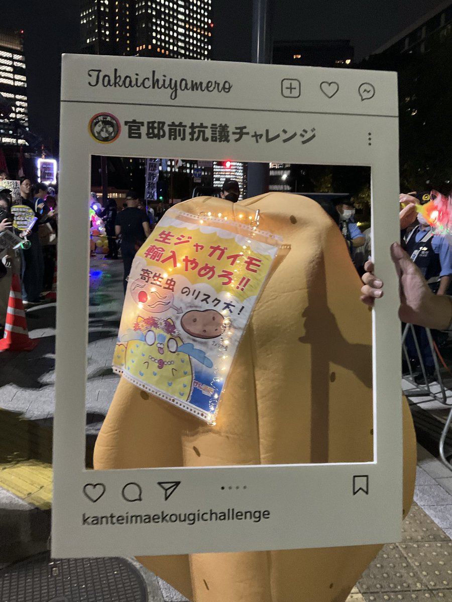 indigorosa33's tweet photo. ポテトさんin フォトフレーム
#官邸前抗議 https://t.co/MNESXcBaiT