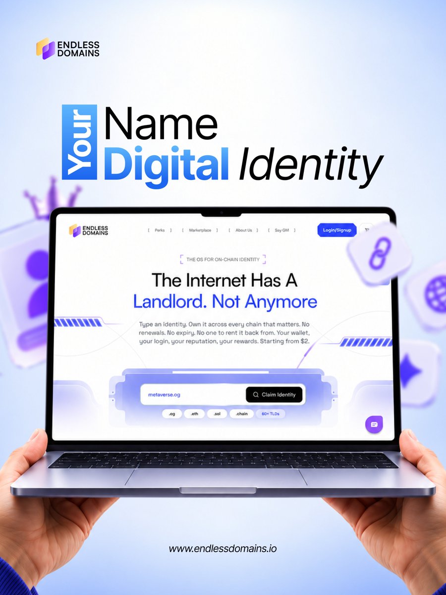 endlessdomains's tweet photo. Every corner of the internet starts with a name. 🌐

Make yours easy to remember, simple to share, and truly yours with Endless Domains. Claim your digital identity and open the door to what’s next.

Find your name. Claim your corner.

#EndlessDomains #DigitalIdentity #Web3 https://t.co/o3l8WXKyIK