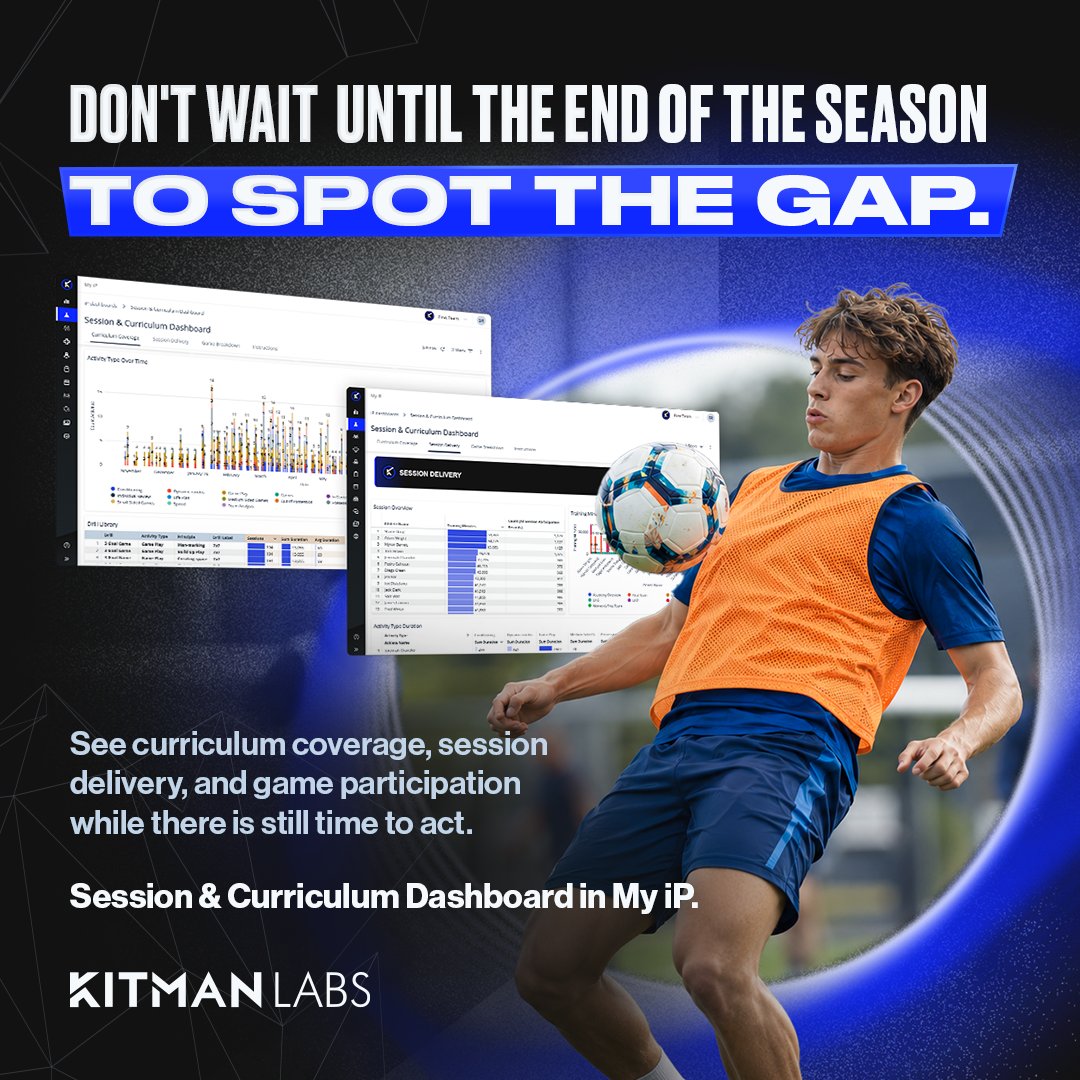 KitmanLabs's tweet photo. A Head of Coaching should not have to ask every team for a separate report.

The Session &amp; Curriculum Dashboard in My iP brings curriculum coverage, session delivery and game participation into one in-season view.

Read → https://t.co/KoJnVD2Umi

#Coaching https://t.co/Lkkrclp1zs