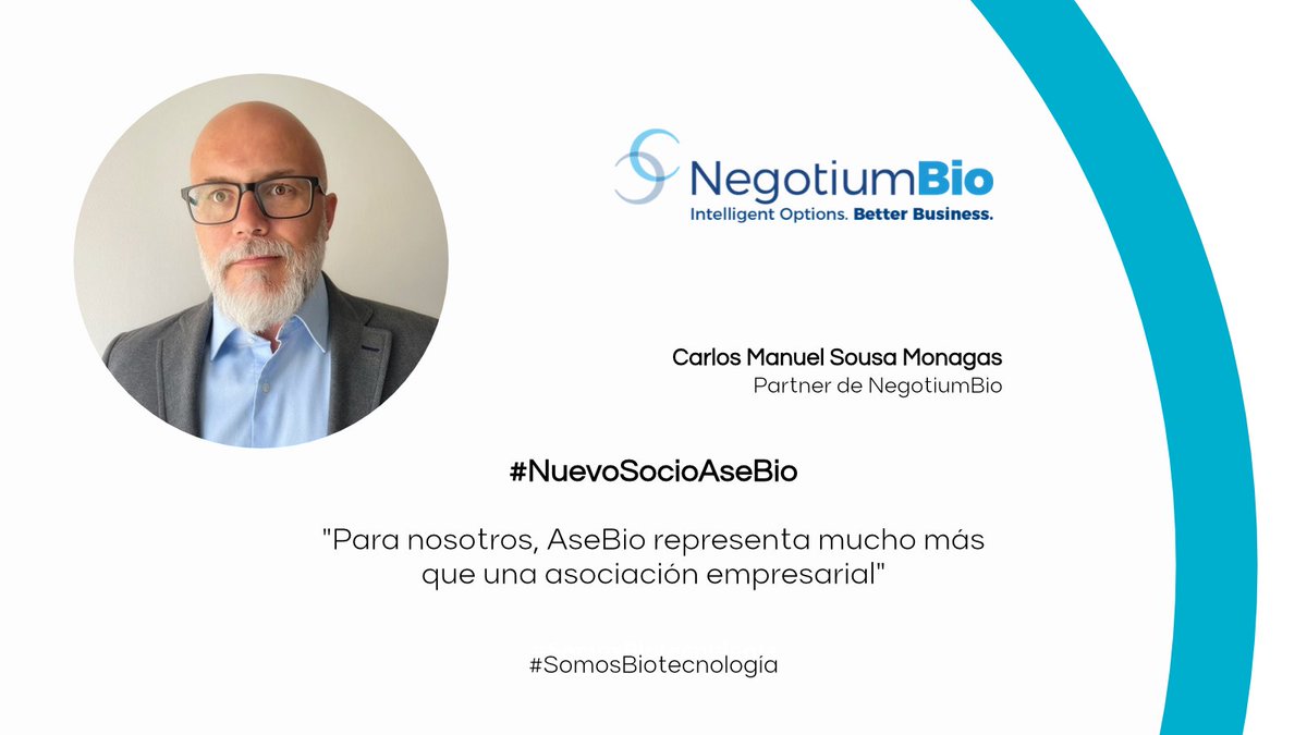 AseBio's tweet photo. #NuevoSocioAseBio | Damos la bienvenida a NegotiumBio a AseBio. 

Entrevistamos a Carlos Manuel Sousa Monagas, Partner de la compañía, sobre su trabajo en estrategia comercial, fabricación farmacéutica y cadenas de suministro.

➡️ Lee la entrevista: https://t.co/xvurq5UgPL https://t.co/466A4ttkop