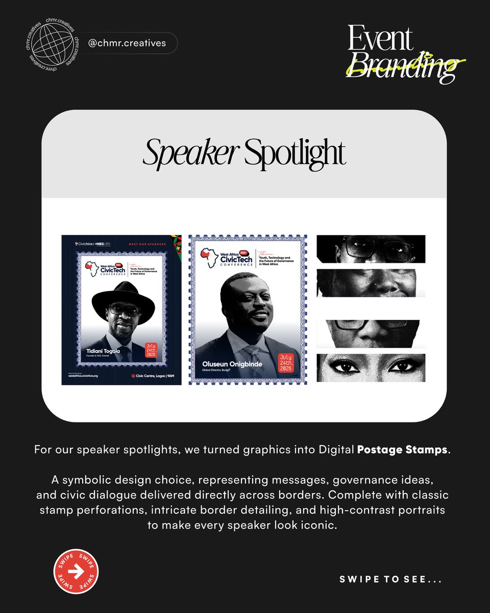 Iamcheemar's tweet photo. Designed the visual identity for the West Africa Civic Tech Conference!

Blending @Civichive’s corporate navy and red with vibrant geometric patterns, we created a cohesive visual system featuring 50+ custom assets, from digital postage stamp speaker cards to dynamic  motion grfx https://t.co/RDxQLgoMLG
