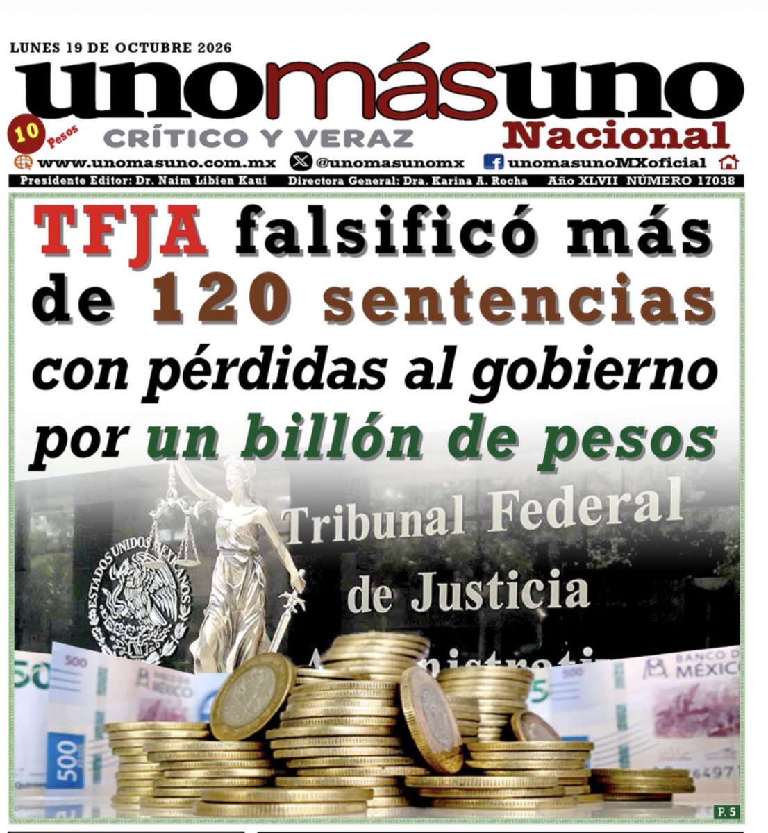 JoseMarioMX's tweet photo. En una sentencia del Tribunal Federal de Justicia Administrativa se asentó que un magistrado «se negó a firmar». Él asegura que ni siquiera estaba en Guadalajara. Su denuncia alcanza más de 120 resoluciones presuntamente falsificadas.

Hay una diferencia jurídica enorme: no transmitir una sesión por internet no invalida por sí solo una sentencia. Pero inventar esa sesión o atribuir a un juez una actuación que nunca realizó sería fabricar la voluntad del tribunal. La prueba está en las actas, los votos y los registros electrónicos, no en el sello oficial.

Se denuncian pérdidas por 1.4 billones de pesos, cifra todavía no acreditada. Pero hay algo previo al dinero: demostrar que esas sentencias fueron realmente decididas conforme a la ley. Si un tribunal no puede acreditar cómo y quiénes resolvieron, hasta una sentencia auténtica en apariencia puede esconder una justicia que nunca ocurrió.