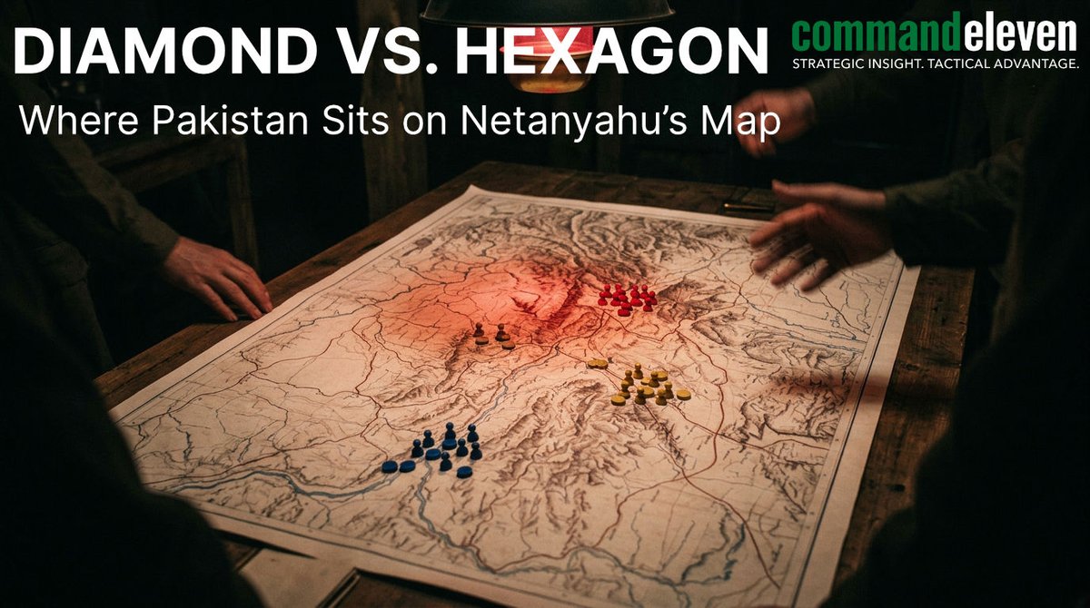 commandeleven's tweet photo. On Oct 18, nine days before Israel votes, Netanyahu presented a security doctrine with a map dividing the region into three blocs: a Sunni Diamond, an Israel-UAE Hexagon and Iran's Axis. 🧵 https://t.co/feThEk7N2a