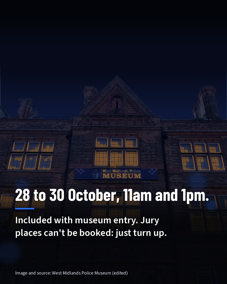UKCopHumour's tweet photo. The Big Bad Wolf got sentenced. Now the witches are in the dock 🧙‍♀️⚖️ Kids put their grown-ups on trial at the Lock-Up, Birmingham, 28 to 30 Oct, 11am and 1pm. Included with museum entry. https://t.co/VKcqEiyHNg [Credit: @WMPHistory] https://t.co/Za1EYC3ZVA