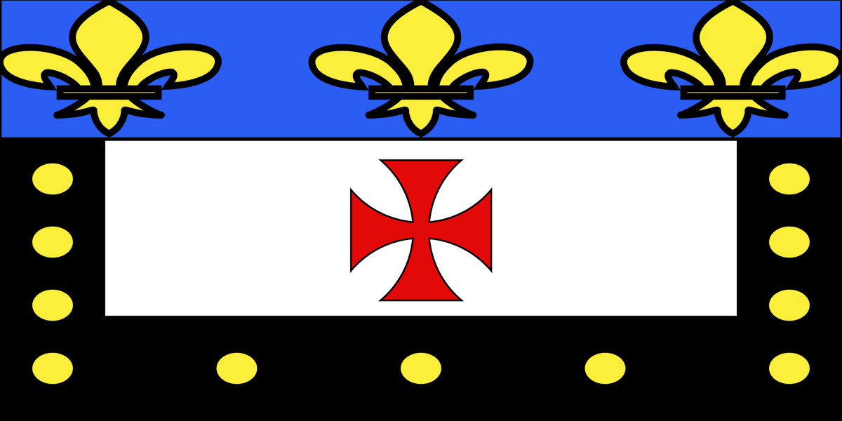 Arcegis's tweet photo. Proposition de drapeau pour la ville de #NueilLesAubiers. Drapeau armorié, selon une reconstitution d'un blason officieux de la ville, blasonné comme suit : https://t.co/swEOA7eXMy