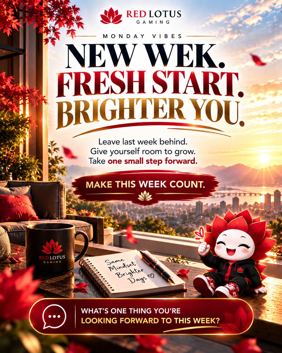 RedLotusGaming1's tweet photo. ☀️ New week. Fresh start. Brighter you! ❤️

Leave last week behind, focus on what you can control, and take one small step toward your goals. You’ve got a new week full of possibilities! ✨

What are you looking forward to this week? 👇

#MondayVibes #FreshStart #PositiveMindset https://t.co/edlnpVPBrR