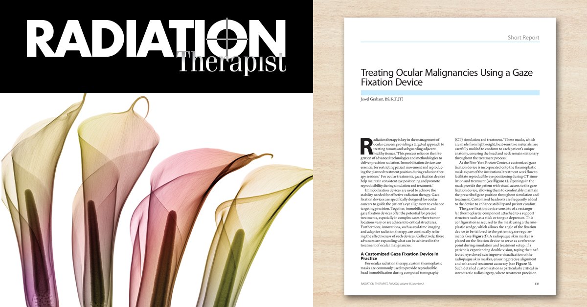 ASRT's tweet photo. Precision is essential when delivering radiation therapy for ocular cancers. Learn more about immobilization and gaze fixation devices in the article by Graham in the fall issue of Radiation Therapist. https://t.co/K4UNwokcDR https://t.co/9Hrz3rPfcf