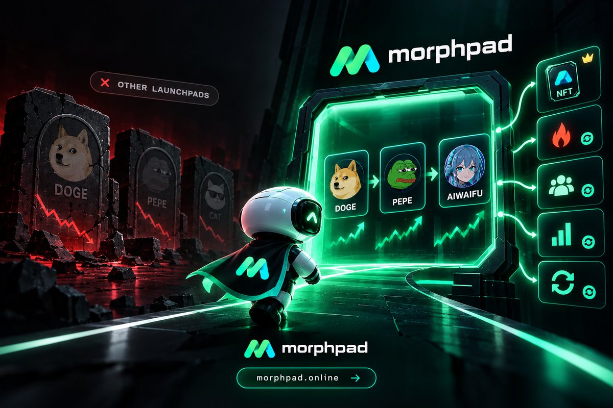 MorphPadSol's tweet photo. We know there are 1000 launchpads. So why does Morphpad exist?

Because on every other launchpad, your token is stuck with the name and ticker you launched with. Narrative dies, token dies.

On Morphpad, tokens evolve. Same CA, same holders, new name and ticker whenever the meta shifts.

No more PvP either. No two tokens can share the same ticker, and every name and ticker is minted as an NFT.

And with hooks, devs choose what their fees do: buy and burn, share to holders, market making, and switch anytime after launch.

Tokens shouldn't die with their first narrative. That's why Morphpad exists.

https://t.co/7FYIP2SkAA