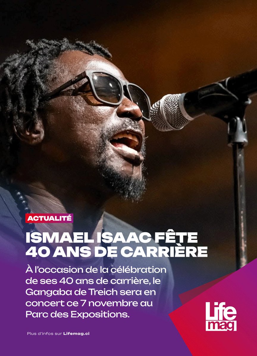 LifeMagazine_CI's tweet photo. 🔴 40 ans de carrière ! Rejoignez-nous ce 7 novembre au Parc des Expositions pour célébrer un génie, une voix, un guerrier, Ismaël Isaac 👏

🎟️ Les pass dispo à 10.000, 20.000, 50.000 et 100.000 FCFA en ligne sur Tikerama, Max It, Billetic et dans les points de vente habituels. https://t.co/VBmEpk2W59