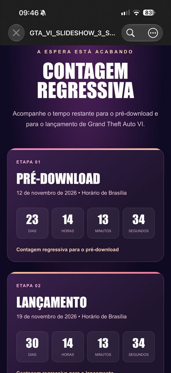 Hbriel_6's tweet photo. Criei esse html com a contagem regressiva para o pré download e lançamento oficial do Gta 6

@Noberto_Gamer @KingZezim_Kalux 

tudo com chat gpt e Git hub

https://t.co/la5Tsuh518 https://t.co/rksbcltRBy