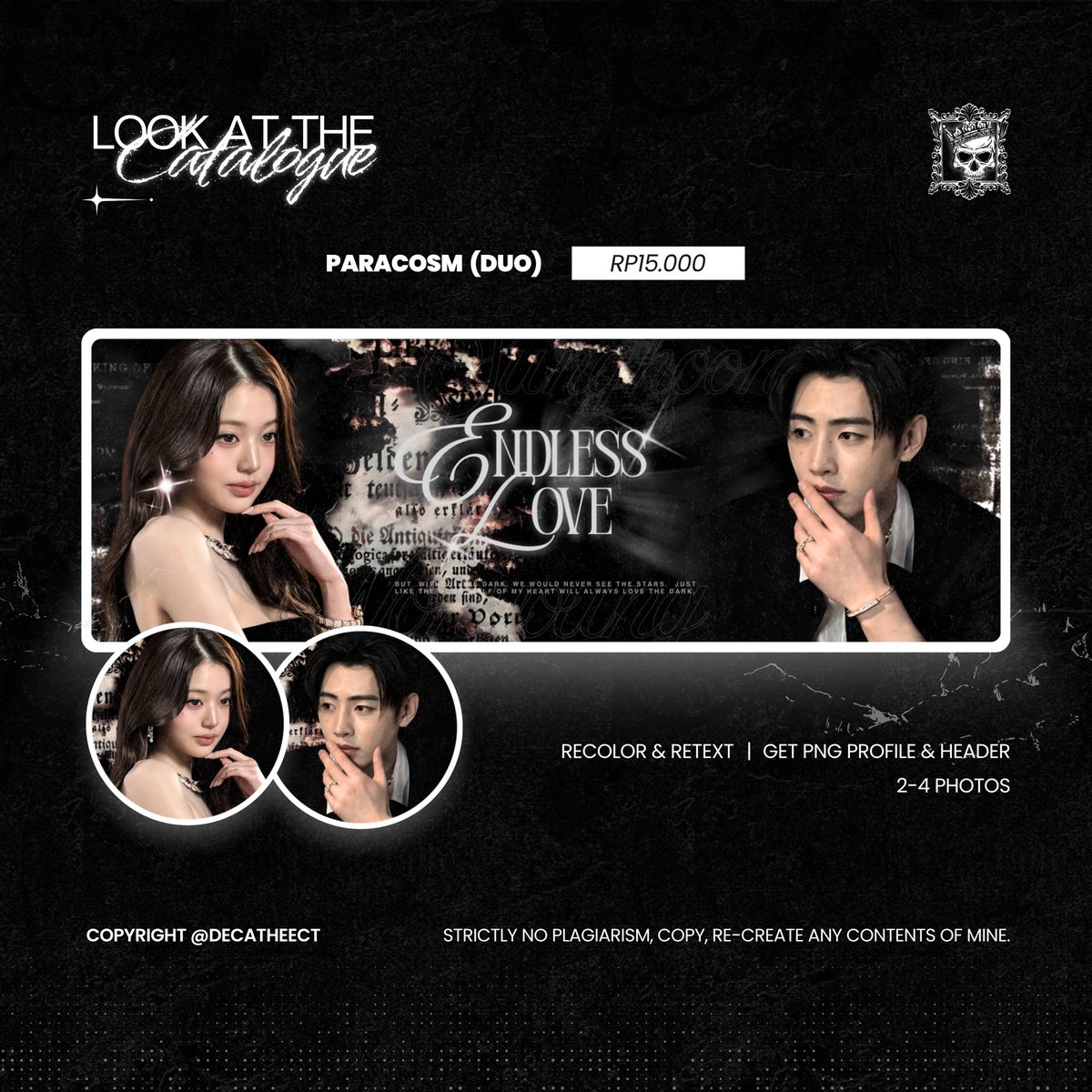 decatheect's tweet photo. RT or repost are highly appreciated.

Greetings, Aiden’s here. Saya kembali membawa 4 layout baru untuk katalog saya. Bantu ospeknya, ya. Jika ada kemiripan atau lainnya bisa tegur di reply atau DM. Optip juga tersedia, scroll down for more details. Thank you! 

#zonauang https://t.co/1sev6afPKV