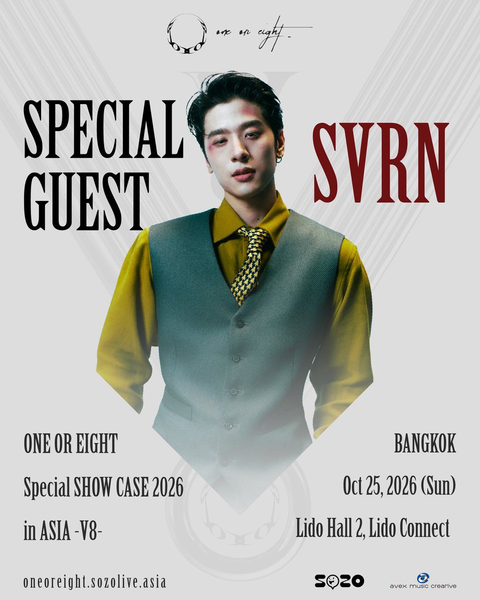 oneoreight_th's tweet photo. เวทีนี้มีเซอร์ไพรส์! 👀💥

พบกับ ปอร์เช่ #SVRN ที่จะมาร่วมแจมบนเวทีในฐานะ Special Guest ของหนุ่มๆ #ONEOREIGHT ที่งาน ONE OR EIGHT Special SHOWCASE 2026 in ASIA -V8-

📍 Lido Hall 2, Lido Connect
🗓️ 25 ตุลาคม 2026
🎫 https://t.co/S0DBQ2YeOG

แล้วมาสนุกด้วยกันนะคะ ❤️‍🔥

#ONEOREIGHT #1OR8
#ONEOREIGHT_V8
