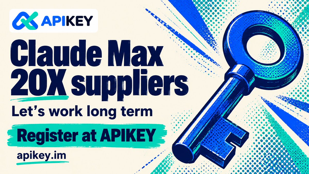 apikey_official's tweet photo. Every great partnership starts with a key. 🗝️

APIKEY is looking for Claude Max 20X suppliers who want to build something that lasts, not a quick one-off.

Let’s work long term. 🤝

Register → 🔗https://t.co/VqZkxndqWL
🌐Platform :https://t.co/MGP5IasGM1
🛡️ Telegram Support: https://t.co/Xvue4CykIT

#AI #Claude #BuildInPublic #LLM #APIs #DevCommunity #BuildInPublic #anthropicAI #Apikey #TechNews #Technology
