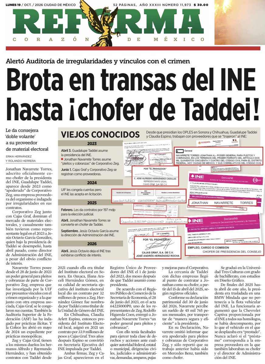 bereaguilarv's tweet photo. ❗️Oootra de la majadera Taddei ❗️

Metió a su chofer como apoderado de una empresa proveedora del INE.

❗️Su chofer es apoderado de Corporativo Zeg.

❗️Zeg y Cajas Graf, de los hermanos Alfredo y Raymundo Hernández, recibieron contratos del INE por 197 mdp para la elección judicial.

❗️La UIF les congeló cuentas. El INE siguió contratándolas.