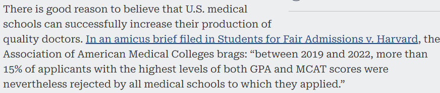 jaypgreene's tweet photo. There are more than enough qualified applicants who get turned away from US med schools to help address the doctor shortage without having to continue increasing reliance on IMGs. Expanding the number of spots in MD and DO schools by about 2,000 per cohort would be enough (4/) https://t.co/oBX4jTbkfr