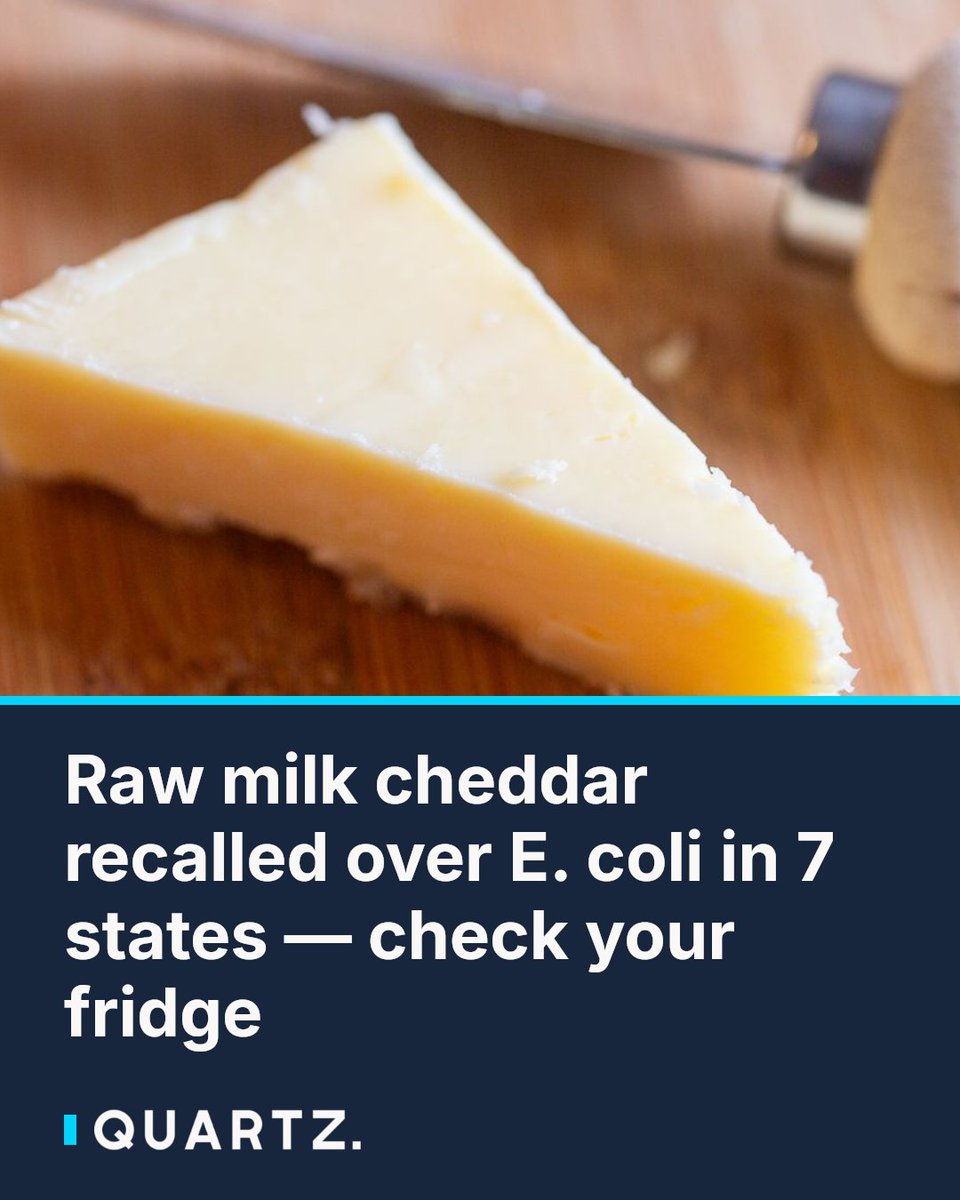 qz's tweet photo. Raw milk cheddar recalled over E. coli in 7 states — check your fridge
Family Farmstead Dairy is pulling a specific lot of raw mild cheddar cheese after lab tests detected two strains of Shiga toxin-producing E. coli. The cheese
#FoodRecall #EcoliOutbreak #FamilyFarmsteadDairy https://t.co/HEx0pWypF3