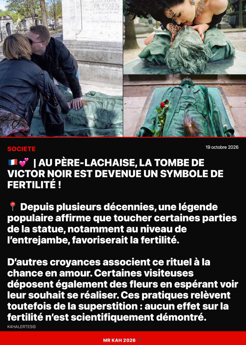 mr__kah's tweet photo. 🇫🇷💕 FLASH INSOLITE | AU PÈRE-LACHAISE, LA TOMBE DE VICTOR NOIR EST DEVENUE UN SYMBOLE DE FERTILITÉ !
#threadstorytime https://t.co/Yt6eUYq3Vg