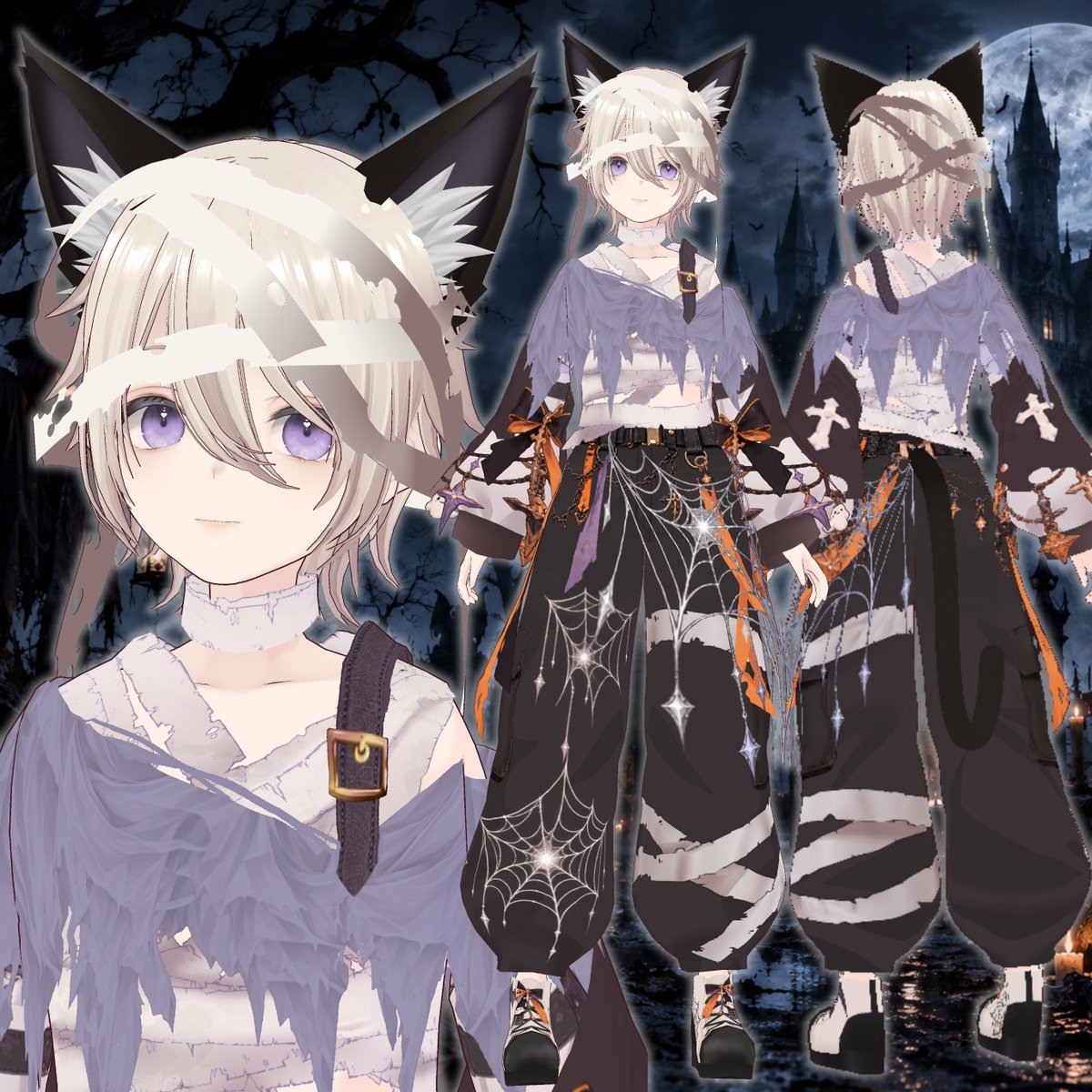 rokirokidan's tweet photo. BOOTHにて販売中500円

包帯男の子服ハロウィン2026 vrm・vroid・xwearデータ入り　★ワールドオープン前先行販売★ | ロキロキ団
 
※クラフトモード改定に伴いワールド製作が難航してるため、ワールドオープン前に先行販売します。 10/24にはワールドオープンはしますので、無料でワールド内で散策して見つけたい方はそこまでお待ちください。
https://t.co/XPmw3XAAx3 #booth_pm
