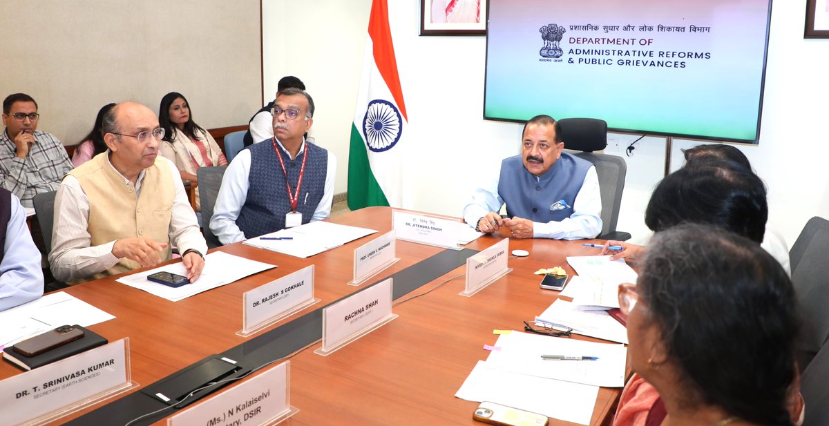 DrJitendraSingh's tweet photo. Convened a meeting of the Secretaries of Government of India at DoPT, Kartavya Bhawan-3, to review the progress of #SpecialSwachhataCampaign 6.0.

As on October 19, 2026, the last 17 days of the campaign have covered 8,34,509 cleanliness sites, compared to 2,75,432 during the corresponding period last year, a 3.03-fold increase.

Revenue earned through scrap disposal has reached ₹491.28 crore within 17 days, against ₹304.72 crore last year, marking a 1.61-fold increase. The campaign has also freed 116 lakh sq. ft. of space, compared to 113.12 lakh sq. ft. during the corresponding period of Campaign 5.0.

#DoPT has reallocated 2,000 sq ft of space at the ground floor of Kartavya Bhawan-3 to set up a “Workplace Crèche”, while Department of Administrative Reforms & Public Grievances #DARPG, which is the nodal department conducting the campaign, has additionally freed 1,200 sq. ft. of office space to set up recreation zone.