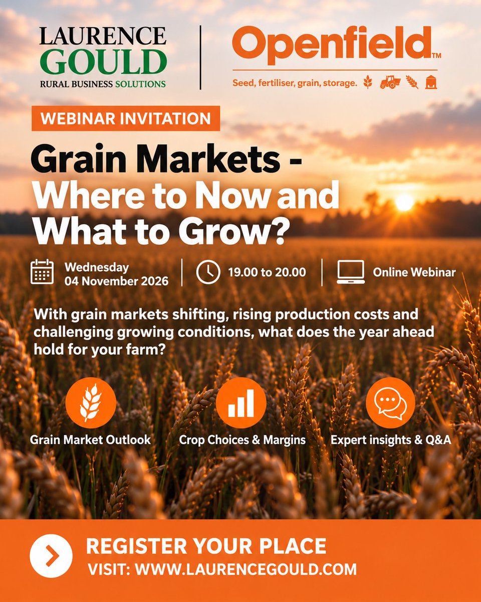 OpenfieldTM's tweet photo. 🌾Grain Markets – Where to Now and What to Grow?

Join #Openfield &amp; @LGPltd in TWO WEEKS for a webinar exploring grain markets, crop choices and margins for the year ahead.

📅4 Nov | 19:00 - 20:00
💻Online
📩Register here: https://t.co/BYkPSqTcXZ https://t.co/PX6mc7ym7Z