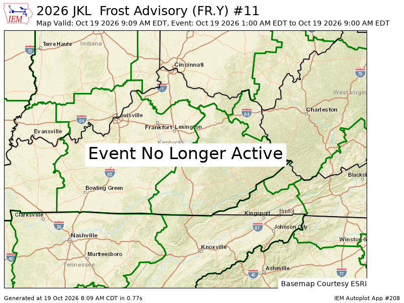 hobgsit's tweet photo. JKL expires Frost Advisory for Bath, Estill, Fleming, McCreary, Montgomery, Powell, Pulaski, Rockcastle, Wayne [KY] https://t.co/ZERJLqa7zd https://t.co/dOpXlviN8l