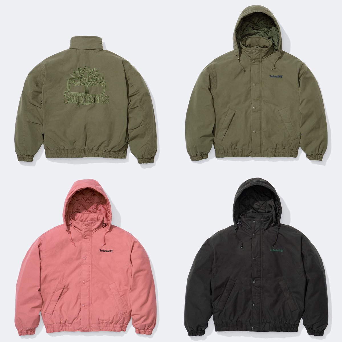 dropsdotgg's tweet photo. Supreme x Timberland releasing this Thursday 🔥

Includes a Suede Puffer Jacket, Ventile Utility Jacket, Polartec Jacket, Football Top, Hooded Sweatshirt, Denim Utility Pant, Sweatpant, Balaclava and Beanie!

What do you think of this collaboration? Looks pretty nice to me 🤓 https://t.co/DkLOD5scS2