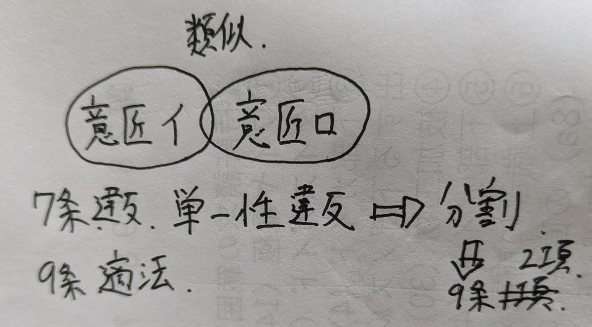 Takeshi_pat's tweet photo. 出願分割によって、類似関係を理由として先願主義に違反するのは、意匠法だけかもしれない。

特実は施行規則25条の8で単一性が判断されて、単一性に違反するということは39条にひっかかることはなくて。

商標法4条1項11号は「本人」には適用が無いし。 https://t.co/LUPr3YDx87