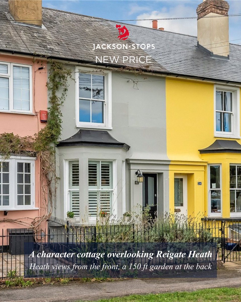 JS_Reigate's tweet photo. A three-bedroom character cottage overlooking Reigate Heath, with log burner, 150 ft garden and a top-floor bedroom with roll top bath. New guide price £740,000.

https://t.co/MsAem2FZEk

#jacksonstops #reigate #reigateheath https://t.co/OQnObGkjBD