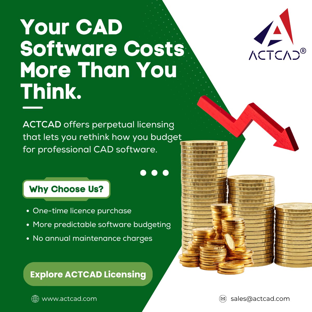 ActCADsoftware's tweet photo. With ACTCAD, you can take back control of your software expenses with true perpetual licensing. Pay once, own your license, and budget with absolute confidence.
Learn more: https://t.co/aeUTcc7lKj
#ACTCAD #CADSoftware #PerpetualLicense #EngineeringSoftware #CostEfficiency https://t.co/YqdGU8UJmO