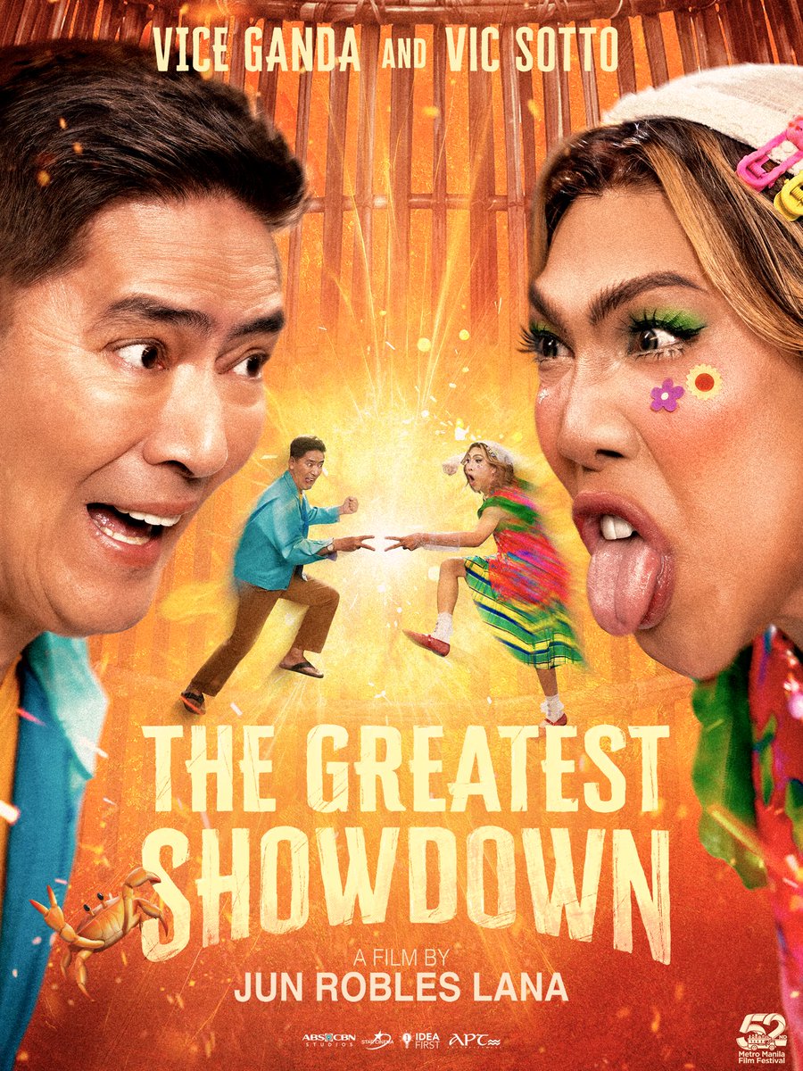 theideafirst_co's tweet photo. DALAWANG HALIGI NG KOMEDYA, SANIB-PWERSA SA SAYA! 👑💥

This Christmas, experience the GREATEST entertainment event of the year! 🎄✨

THE GREATEST SHOWDOWN
Starring Vice Ganda and Vic Sotto
A film by Jun Robles Lana

EXCLUSIVELY IN CINEMAS DECEMBER 25
An official entry to the 52nd Metro Manila Film Festival

#TheGreatestShowdown #MMFF52