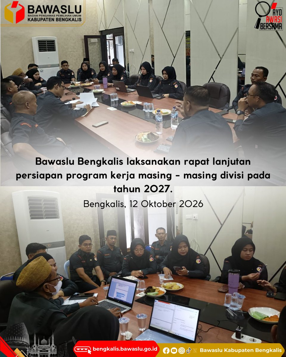 BawasluBKS's tweet photo. #SahabatBawaslu, Bawaslu Bengkalis melaksanakan rapat lanjutan persiapan program kerja masing - masing divisi,  hal ini dilaksanakan sebagai dasar kerangka acuan kerja yang akan dilaksanakan Bawaslu Bengkalis pada tahun mendatang. https://t.co/hL3Sn06Rz8
