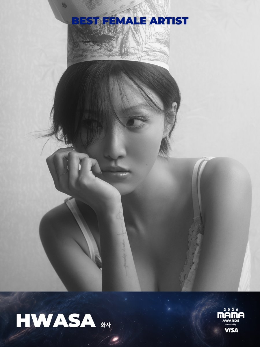 MnetMAMA's tweet photo. [#2026MAMA] BEST FEMALE ARTIST Nominee | 여자 가수상 후보

#HWASA #화사

MOVE THE STARS,
A MUSIC INTERSTELLAR
2026 MAMA AWARDS

2026.11.20-21 (KST)
KYOCERA DOME OSAKA &amp; Mnet Plus

#MAMAAWARDS #2026MAMAAWARDS https://t.co/Rkmx7mGGKv